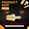 thumbnail image 2 of 10pcs 1/8" To 1/8" NPT Male Brass Hose Barb Fitting Metals Splicer Mender for 3D Printing, Air Compressor, CNC Machine, Dies, 2 of 6