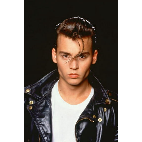 Johnny Depp cool pose in black leather jacket 24X36 Poster Cry Baby