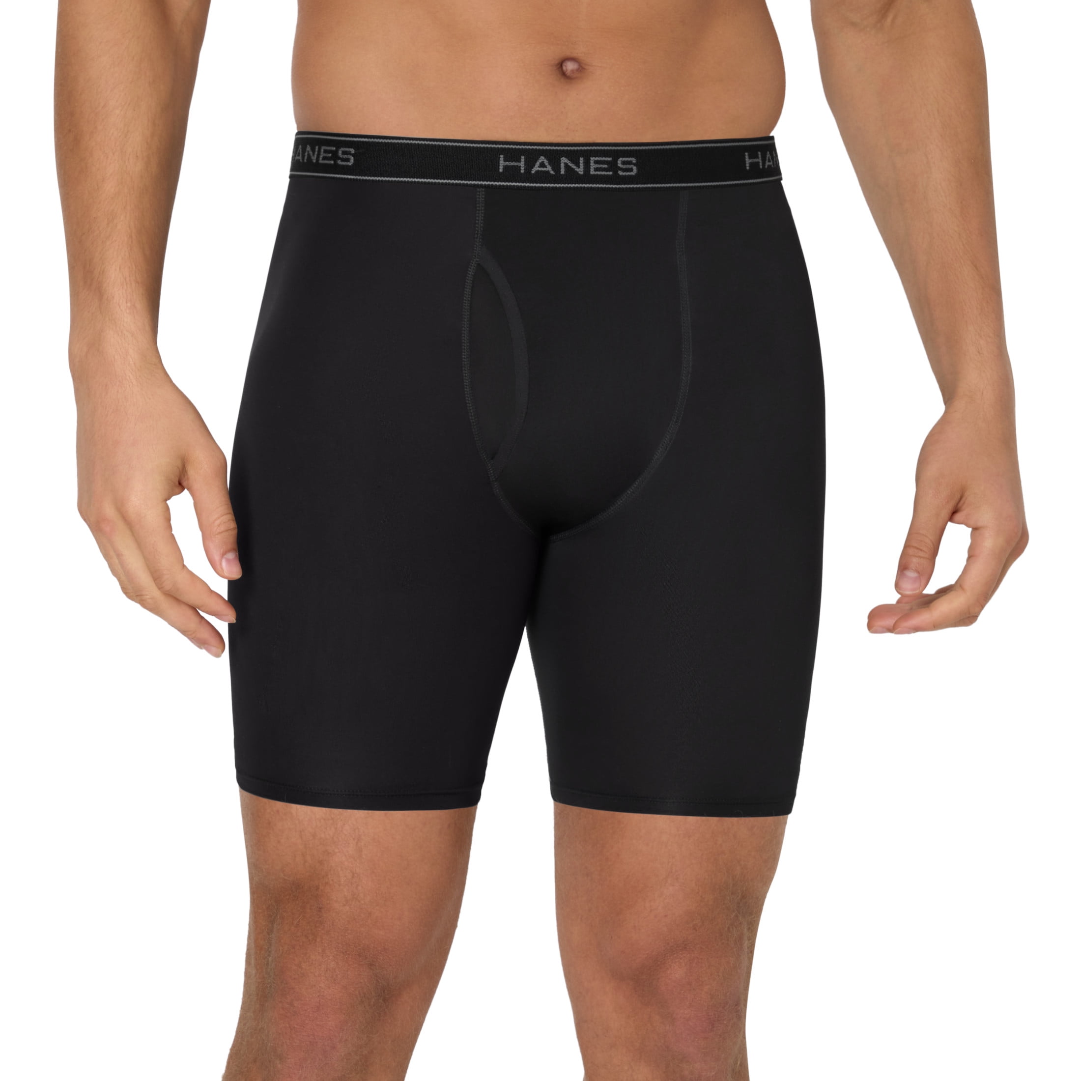 Hanes Mens Underwear Long Leg Boxer Briefs, 3-Pack, Core Plus Performance Stretch SYTLL3