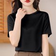 thumbnail image 2 of Summer Plus Size Shirts for Womens Fashion Solid Color Loose And Versatile T-shirt, 2 of 5