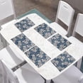 thumbnail image 2 of Reusable Table Place Mats 6 Pieces, Anti-Skid Oil-Proof Woven Vinyl PVC Insulation Black Placemat for Dining Table Patio Kitchen Decor, Blue Lotus Flower, 2 of 6