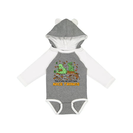 

Inktastic This Is Why We Can t Have Nice Things with Dinosaurs Gift Baby Boy or Baby Girl Long Sleeve Bodysuit