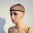 thumbnail image 3 of Wig Cap Stretchable Elastic Hair Net Snood Cool Mesh Cosplay Black Fishnet Open End Hairnet Liner Weaving Hat for Women, 3 of 9