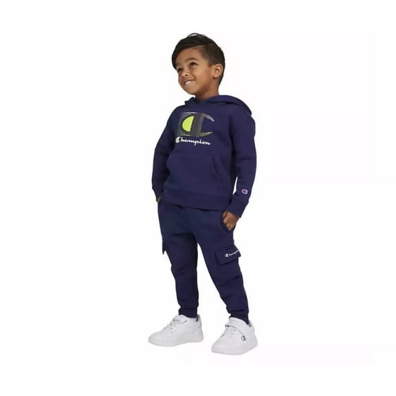 Champion Boy's Fleece Hoodie & Jogger Set, 2-Piece (Navy Blue, 3T)