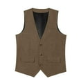 thumbnail image 6 of VBTAPA Men's Western Cowboy Suit Vest Slim Fit V-Neck Dress Vests Business Casual 3 Buttons Waistcoat Brown L, 6 of 8
