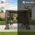thumbnail image 3 of COBIZI 8x8 Pop up Gazebo Tent, Ez up Waterproof Screen Tent Screen House, Portable Outdoor Canopy Sun Shelter with 3 Sidewalls, Carry Bag & Ground Stakes for Camping, Garden and Picnics, Brown, 3 of 12