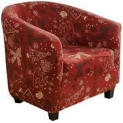 SearchI Christmas Club Chair Slipcover, Stretch Tub Chair Slipcover Armchair Covers Furniture Protector Sofa Couch Covers with Elastic Bottom for Living Room(Red 1_Christmas)
