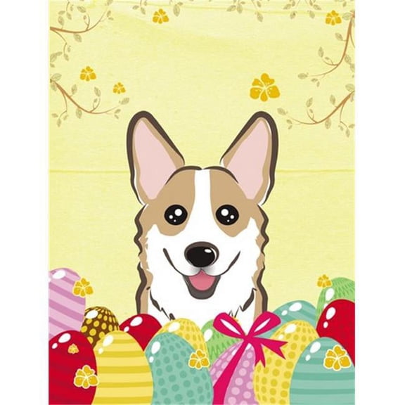 Carolines Treasures BB1935CHF Sable Corgi Easter Egg Hunt Canvas House Flag
