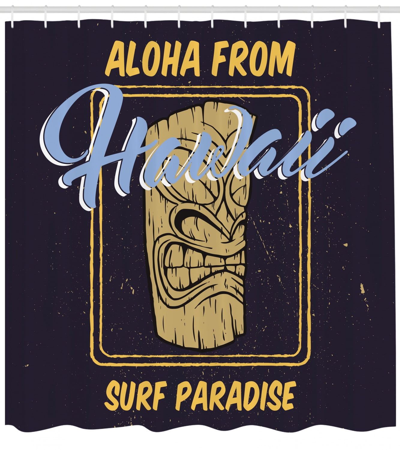 Tiki Bar Decor Shower Curtain Aloha From Hawaii Surf Paradise Retro Style Tiki Statue Print Fabric Bathroom Set With Hooks 69w X 70l Inches Indigo Apricot Light Blue By Ambesonne Walmart Com