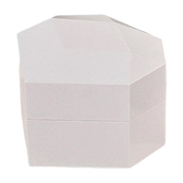 Elegante caja para anillos de compromiso iluminada, portátil, con diseño de corazón de terciopelo. Blanco