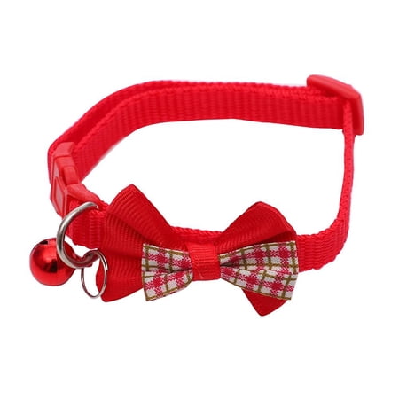 VIVIDCRAFT Bow Tie Adjustable Kitten Necktie Collar Bowknot Dot Bell Cat Small Pet Puppy W3