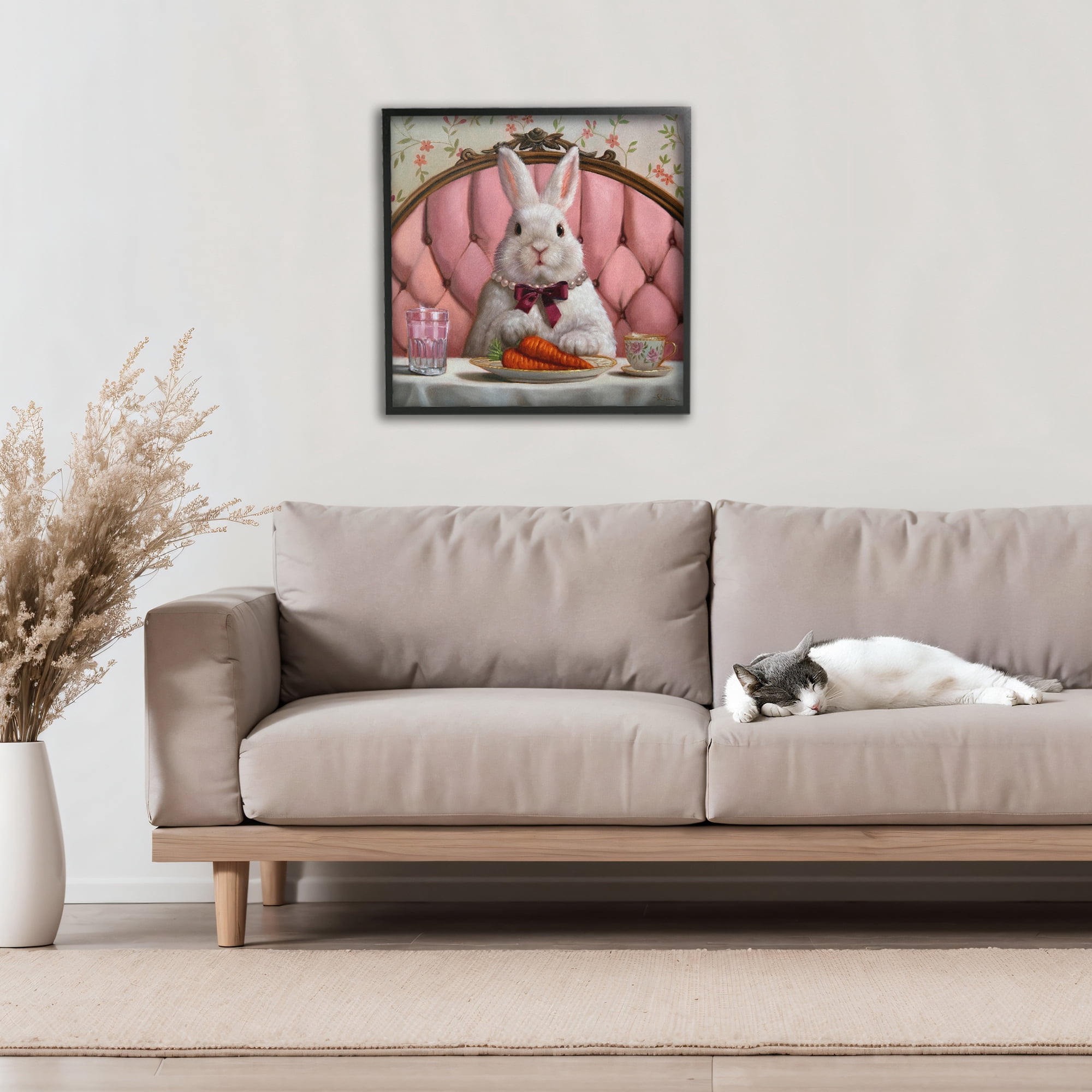 Stupell Industries Bun Appetit Rabbit Dining Black Framed Giclee Art, design by Lucia Heffernan