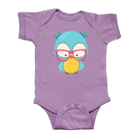 

Inktastic Hipster Owl Owl With Glasses Blue Owl Gift Baby Boy or Baby Girl Bodysuit