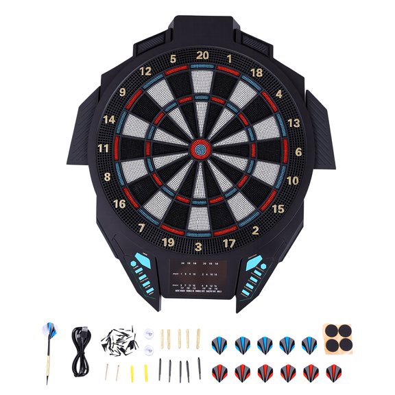Blusea 15.5 Inch Electronic Dartboard 27 Game Modes 16 Players Soft Tip Dartboard Set with 6 Darts