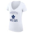 thumbnail image 2 of Women's G-III 4Her by Carl Banks White Toronto Maple Leafs Super-Slim Fit Lightweight Team Logo Graphic V-Neck T-Shirt, 2 of 3