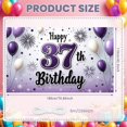 thumbnail image 2 of Purple Theme 37th Birthday Banner White Balloons Display Firework Design Star Pattern Birthday Party Backdrop for 37th Birthday Party Adult Birthday Celebration Indoor Decoration, 2 of 9
