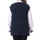 thumbnail image 3 of Chaleco de suéter de mujer plus size Agnes Orinda, tejido acanalado, cuello en V, sin mangas, con dobladillo dividido, blusa casual sin mangas 2X azul oscuro, 3 of 6