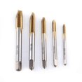 thumbnail image 1 of 5pcs/set Titanium Coated HSS Thread Screw Tap Kit M3 M4 M5 M6 M8 Forward Chip Ejection, 1 of 5