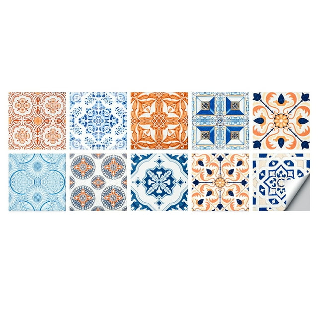 ZheElen 10pcs PVC Waterproof Tile Stickers x 15cm For Kitchen And Bathroom Self Adhesive Wall Tiles 24 PCS