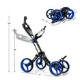 thumbnail image 3 of Gymax 4 Wheels Folding  Golf Push Cart W/ Adjustable Handle Foot Brake Blue, 3 of 10