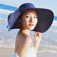 thumbnail image 4 of Baywell Womens Big Bowknot Straw Hat Large Floppy Foldable Roll up Beach Cap Sun Hat Summer UV Protection Beach Cap Dark Blue, 4 of 5