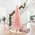 thumbnail image 2 of LuxenHome 7Ft Pre-Lit Pink Slim Tree with Metal Stand, 2 of 4