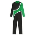 thumbnail image 4 of TiaoBug Women Shiny Rhinestone Gymnastics Leotard Bodysuit Full Length Figure Skating Jumpsuit Green XXL, 4 of 7