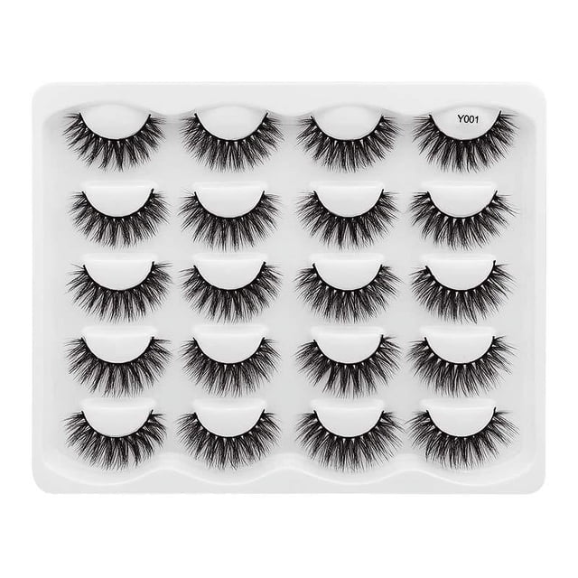 Pestañas hechas a mano 10 pares de pestañas postizas de pelo de visón de imitación 3D naturales largas