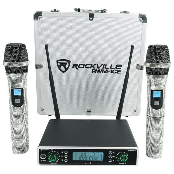 Rockville RWM-ICE Dual UHF 100 Chan. Diamond Handheld Wireless Microphone System