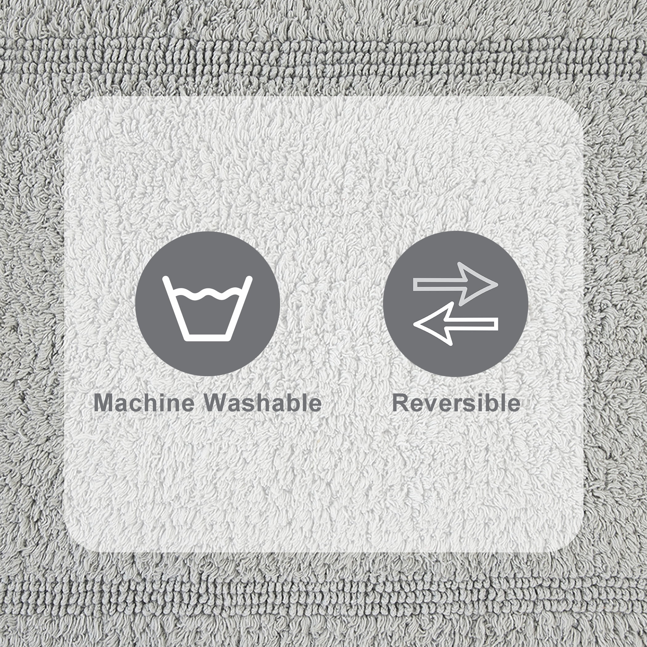 Better Homes & Gardens Cotton Reversible Bath Rug, 17 x 24 in, Soft Silver