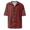 thumbnail image 4 of Lumtrix Mens Shirt Guayabera Cuban Short Sleeve Button Down Cotton Summer Beach Hippie Polka Dot Shirts Wine 4XL, 4 of 5