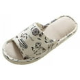 thumbnail image 3 of Cotton Linen Slippers Comfortable Resistant Air Slippers Unisex Flower Printed Pattern Indoor Home Slippers, 3 of 4