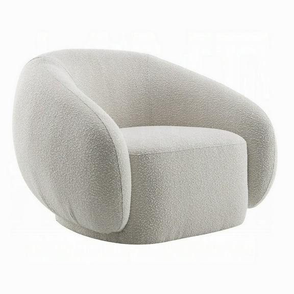 Keanu Swivel Accent Chair, Plush Round Cloudlike Design, Beige Boucle