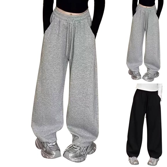 UACY Boys Girls Baggy Sweatpants Wide Leg Barrel Elastic Waist Drawstring Casual Loose Joggers Track Pant (Grey, 5-6 Years)