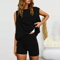 thumbnail image 2 of Bixock Women's 2 Piece Casual Set,Tank Top Shorts Outfits,Solid Loose Top Fitted Sports Leisure Sleeveless Crew Neck Set, 2 of 5