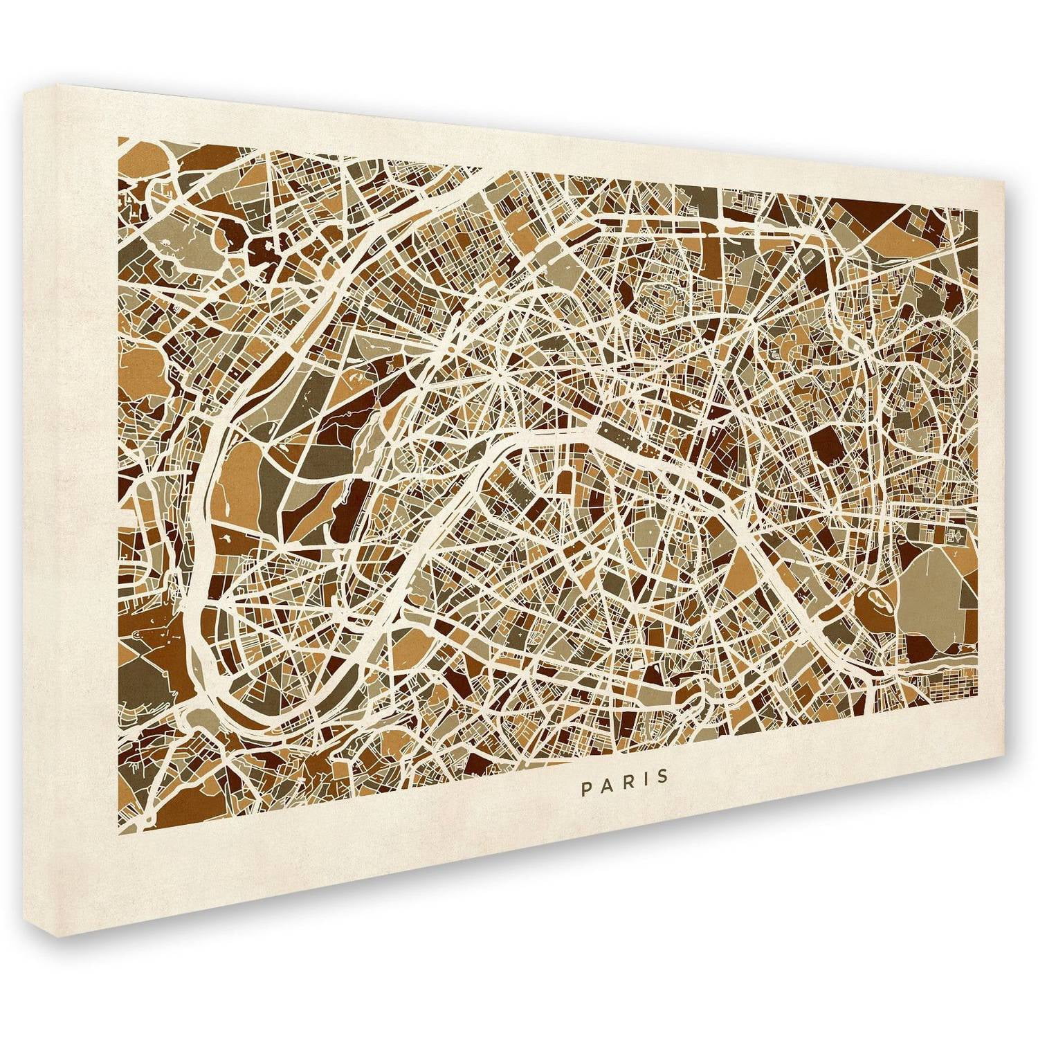 Trademark Fine Art "Paris France Street Map" Canvas Art by Michael Tompsett