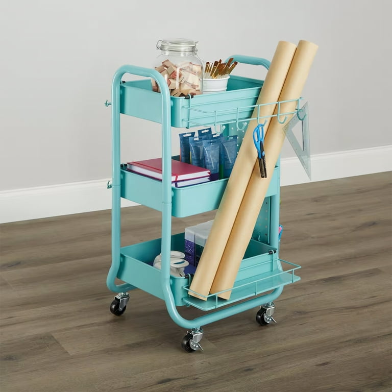 Simply Tidy Gramercy 3 Tier Rolling Storage Cart with Peg Board, Teal, 1  Piece - Ralphs