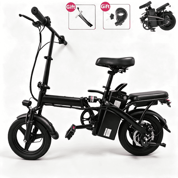 14” Folding Electric Bike, Peak 500W Motor 36V 12Ah Battery, 20 mph, 20 Miles PAS Range Ebike for Adult and Teen, UL 2849