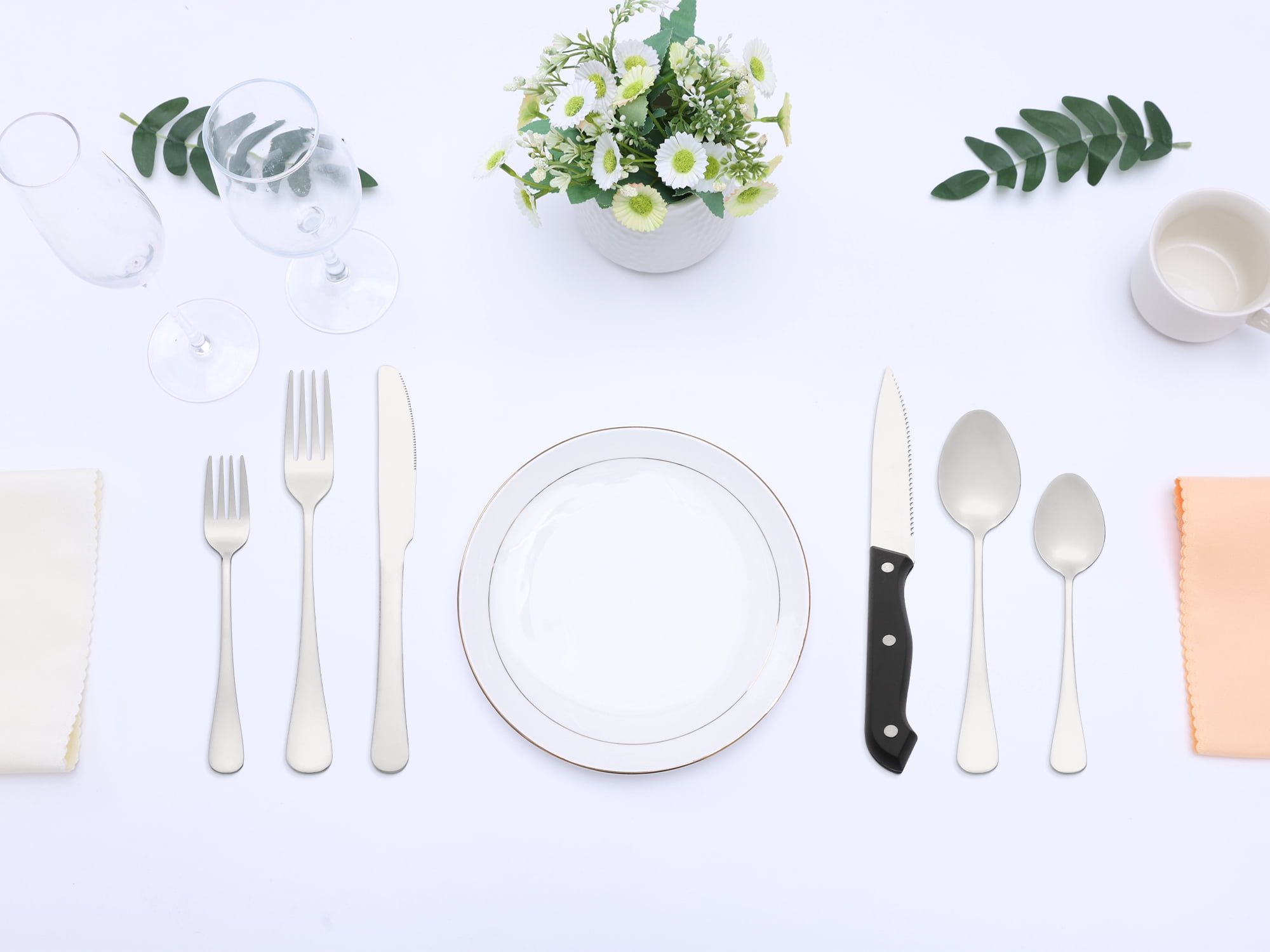 Unique Bargains Stainless Steel Flatware Set Silver 24 Pcs