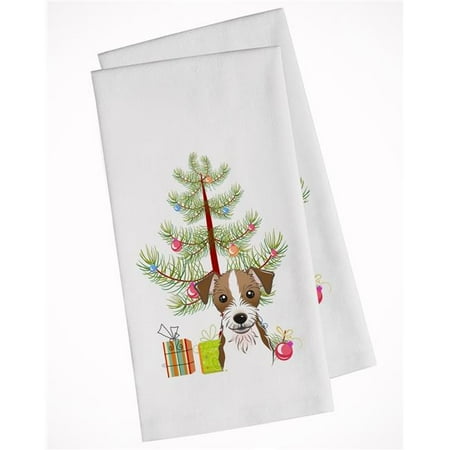 

Christmas Tree & Jack Russell Terrier White Kitchen Towel - Set of 2