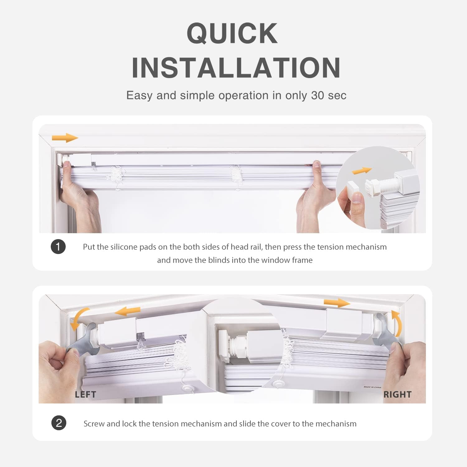 LazBlinds Cordless No Tools-No Drill 1" Vinyl Horizontal Mini Blinds, Light Filtering Blinds for Windows, Blinds & Shades for Window, 26" W x 48" H, Grey