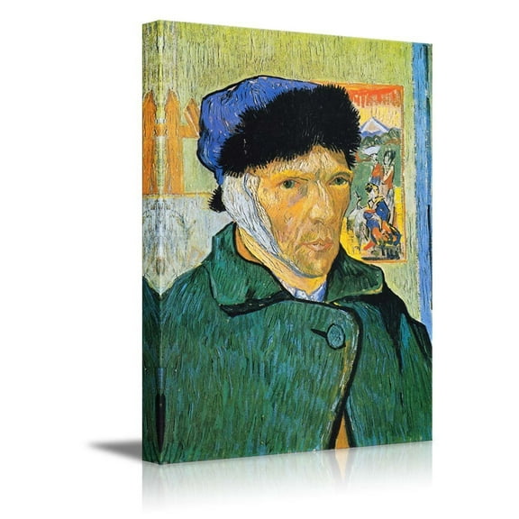 wall26 - Self-Portrait with Bandaged Ear by Vincent Van Gogh Canvas Print Wall Art Famous Painting Reproduction - 16" x 24"