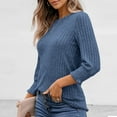 thumbnail image 3 of FAIWAD 3/4 Sleeve Tops for Women Ribbed Knit Crew Neck Sweater Tops Dressy Causal Going Out Clothes, 3 of 8