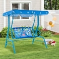 thumbnail image 4 of Costway 2-Seater Toddler Porch Swing Chair with Metal Stand Adjustable Canopy Safety Belts Blue, 4 of 9
