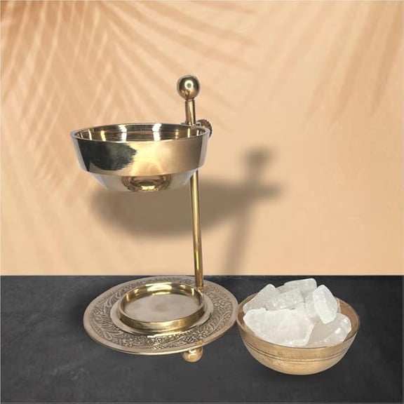Brass Fragrance Lamp Oil Diffuser Camphor/Loban Lamp Burner Bakhoor Incense Frankincense Burner Lamp with Adjustable Handle