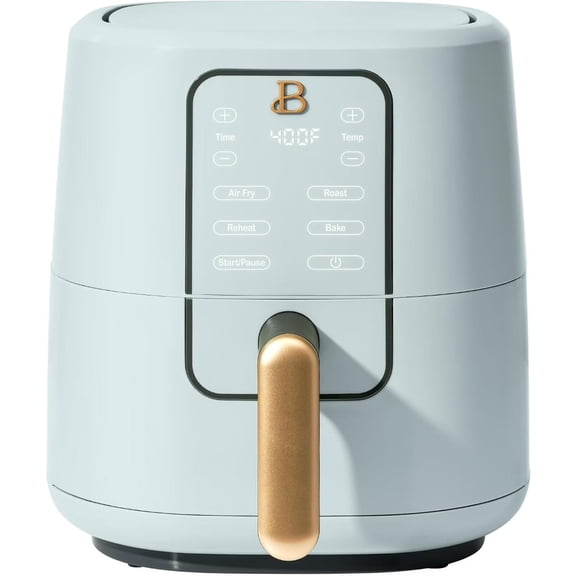 3 Quart Digital Air Fryer for small kitchens: ceramic nonstick basket, hydrangea color, 4 preset functions, 170F400F adjustable temperature, touch screen display, 1200W