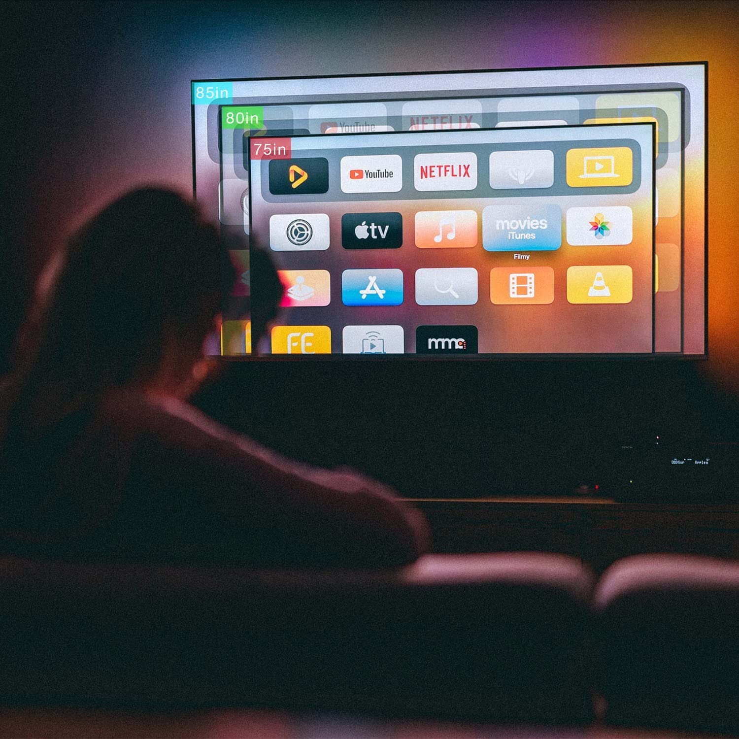TV Backlight LED Strip - 16.4ft RGB Lighting for 75-85 Inch Smart TVs