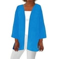 thumbnail image 1 of Timegard 3/4 Sleeve Cardigan for Women Lightweight Open Front Coats Fall Solid Color Loose Thin Tops, 1 of 5