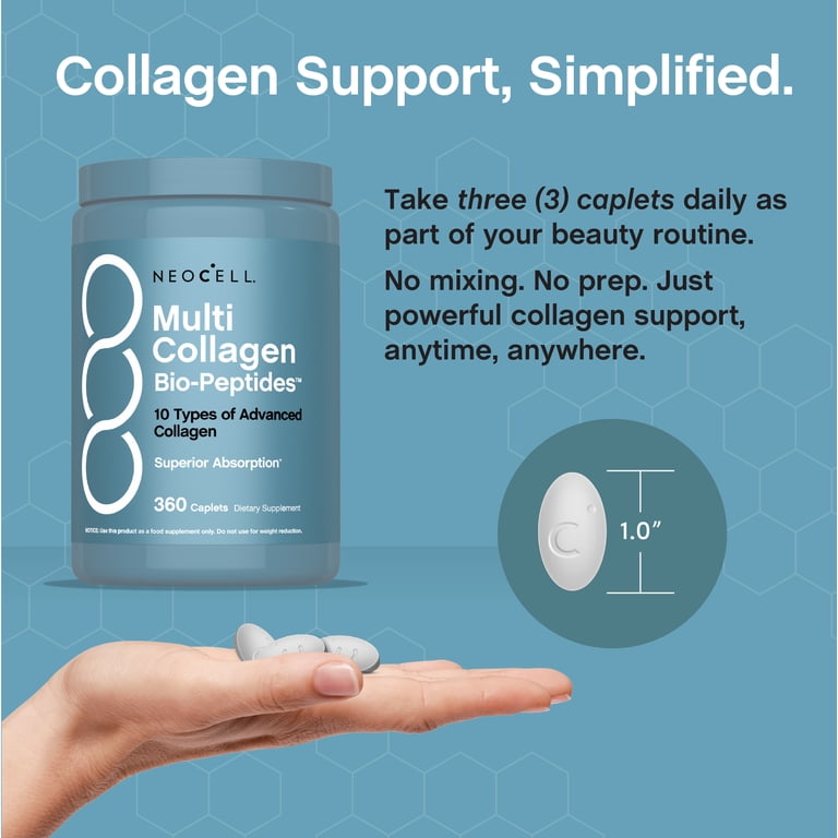 NeoCell Multi Collagen Peptides, 360 Caplets, Supports Healthy