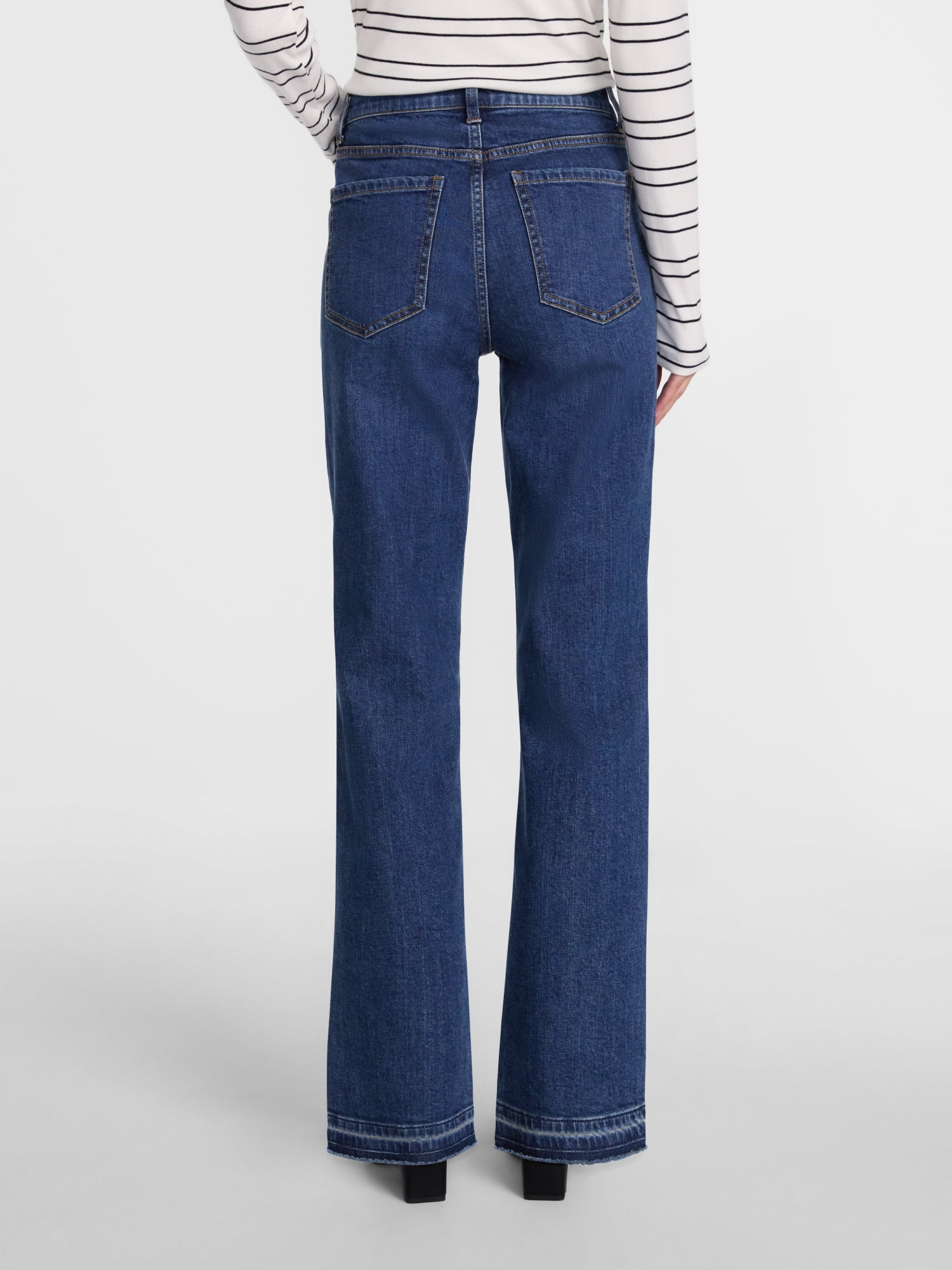 Scenario Women's and Women's Plus High Rise Straight Leg Let Down Hem Jeans, 29" Inseam, Sizes 0-28W